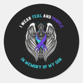 Sticker Rond Chemise de sensibilisation au suicide du fils - It