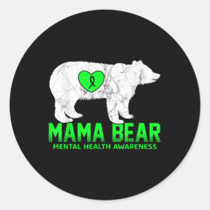 Sticker Rond Chemise De Sensibilisation Mama Bear Mental Health