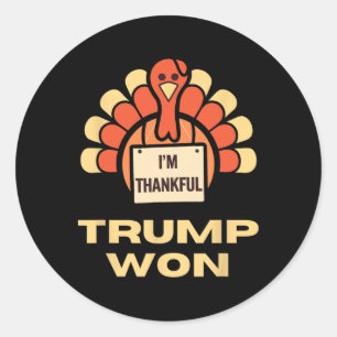 Sticker Rond Chemise de Thanksgiving Donald Trump Je suis recon