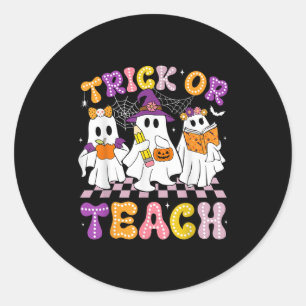 Sticker Rond Chemise D'Halloween Fantôme Super Ou Enseigner