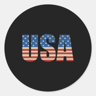 Sticker Rond Chemise Drapeau Usa - American Flag Patriotic 4th