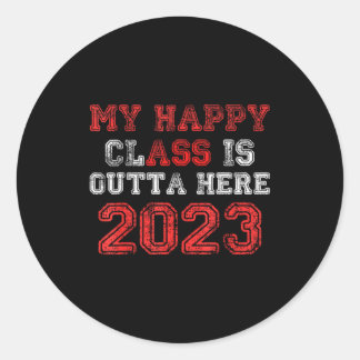 Sticker Rond Chemise drôle de classe heureuse qui s'en va 2023
