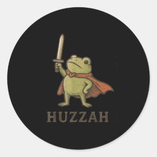 Sticker Rond Chemise drôle de grenouille Huzzah, Tee de chevali
