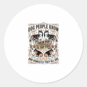 Sticker Rond Chemise drôle pour amateur de chien avec débat vin