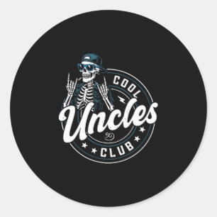 Sticker Rond Chemise du club des oncles cool squelette drôle on