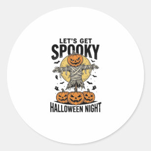 Sticker Rond Chemise Épouvantail Citrouille Graphique Halloween