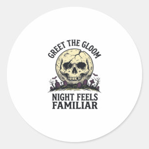 Sticker Rond Chemise graphique de crâne de lune effrayante Hall