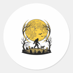 Sticker Rond Chemise Halloween Bigfoot Pleine Lune Promenade Ch