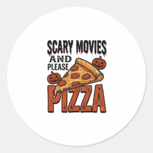 Sticker Rond Chemise Horror Pizza pour les fans de soirées ciné
