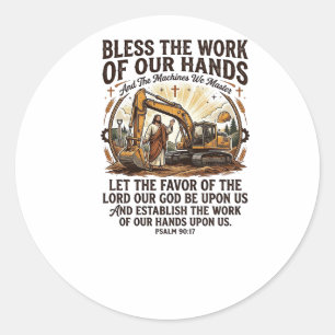 Sticker Rond Chemise Jésus Mécanicien Diesel Équipement Lourd F