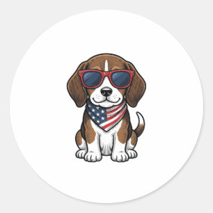 Sticker Rond Chemise lunettes de soleil pour chiot Beagle patri