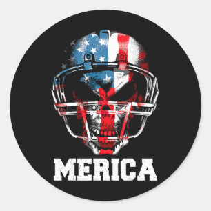 Sticker Rond Chemise Merica Football Drapeau Usa 4 Juillet Fier