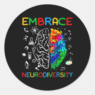 Sticker Rond Chemise Neurodiversity Embrasser la Sensibilisatio
