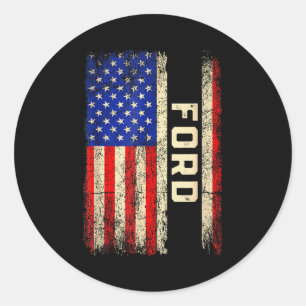 Sticker Rond Chemise Nom de Famille Ford Ford Nom Drapeau Améri