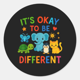 Sticker Rond Chemise Pour Être Différent Enfants Animaux Mignon