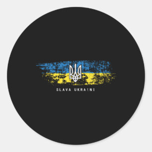 Sticker Rond Chemise Slava Ukraini Drapeau ukrainien Ukraine Tr