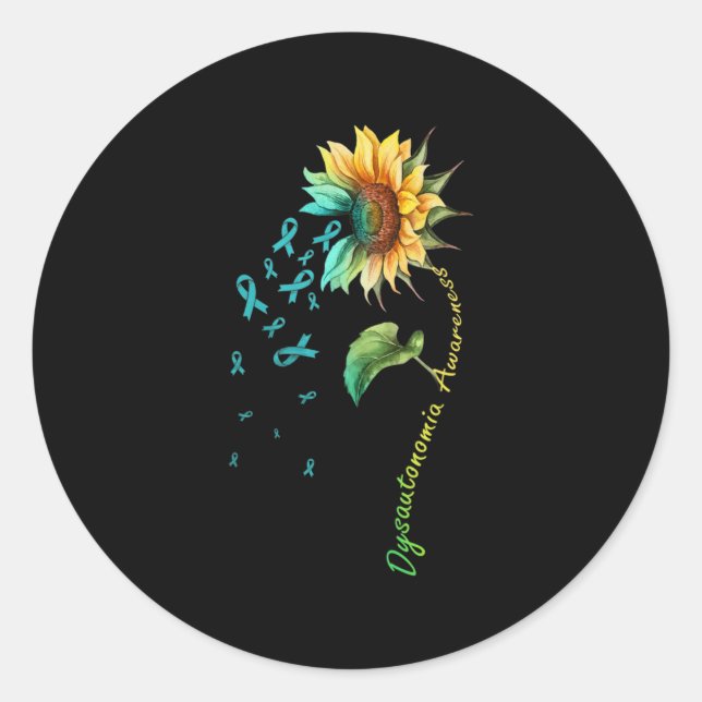 Sticker Rond Chemise tournesol de sensibilisation à la dysauton (Devant)