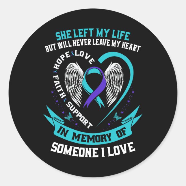 Sticker Rond Chemise turquoise Et Violette De Sensibilisation A (Devant)