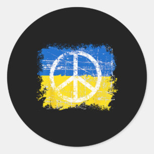 Sticker Rond Chemise Ukraine Paix En Ukraine Blason Drapeau Ukr
