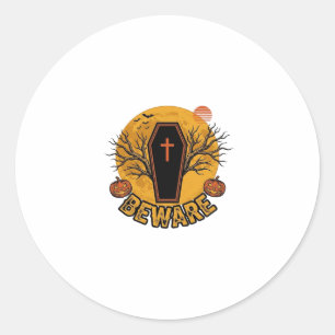 Sticker Rond Chemise vintage citrouille cercueil Halloween méfi