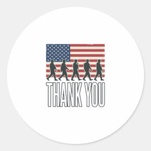 Sticker Rond Chemise vintage silhouette drapeau militaire Merci