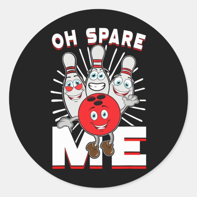 Sticker Rond Chemises de Bowling Drôle Oh Spare Me (Devant)