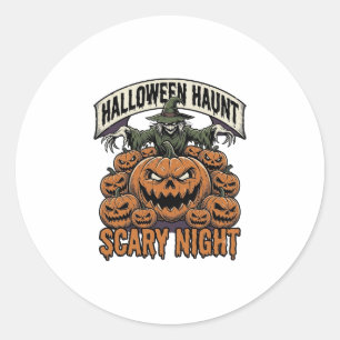 Sticker Rond Chemises de gravure vintage citrouilles Halloween 