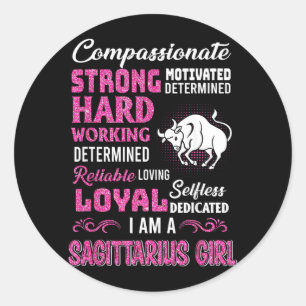 Sticker Rond Chemises de naissance de fille Sagittaire Drôle de