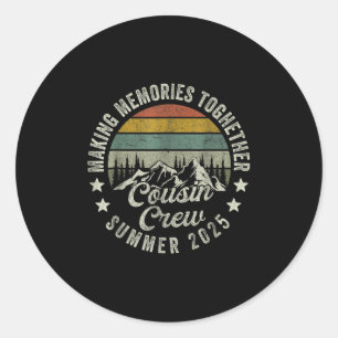 Sticker Rond Chemises d'équipe de cousins, cousins campeurs été