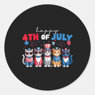 Sticker Rond Chemises drôles de chats fiers joyeux 4 juillet po