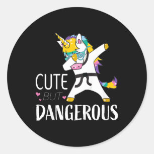 Sticker Rond Chemises drôles de karaté pour filles Mignon Taekw