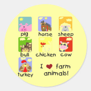 Sticker Rond Chemises et cadeaux d'animaux de ferme