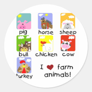Sticker Rond Chemises et cadeaux d'animaux de ferme