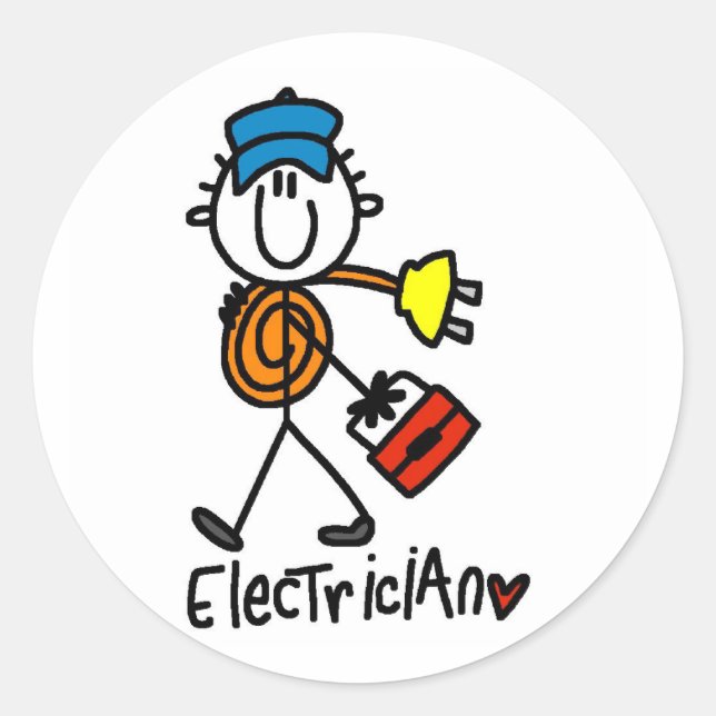 Sticker Rond Chemises et cadeaux de base en électricien (Devant)