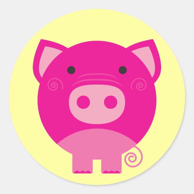 Sticker Rond Chemises et cadeaux de cochon roses (Devant)