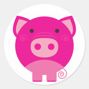 Sticker Rond Chemises et cadeaux de cochon roses