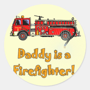 Sticker Rond Chemises et cadeaux de pompier Daddy Firefighter