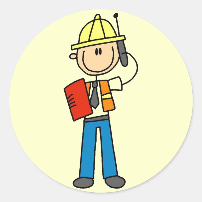 Sticker Rond Chemises et cadeaux du contremaître de constructio (Devant)