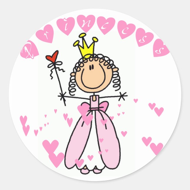 Sticker Rond Chemises et cadeaux Heart Princess (Devant)