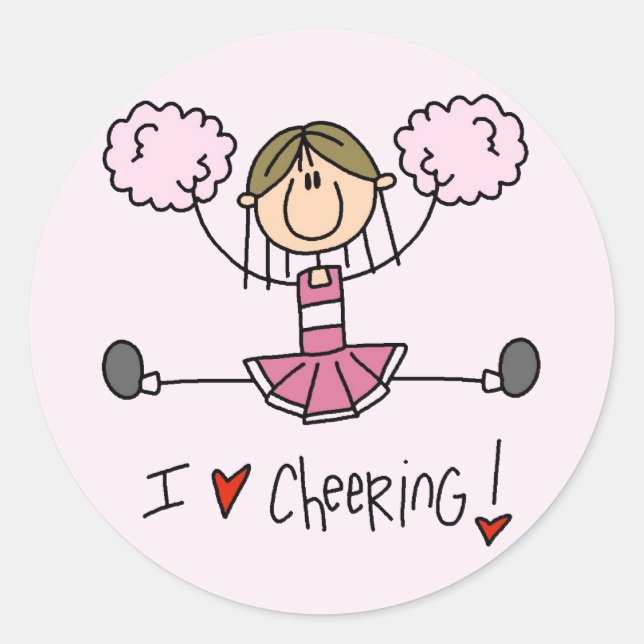 Sticker Rond Chemises et cadeaux Pom-pom girl roses (Devant)