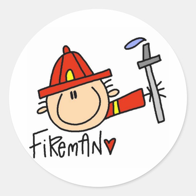 Sticker Rond Chemises et cadeaux pompiers (Devant)