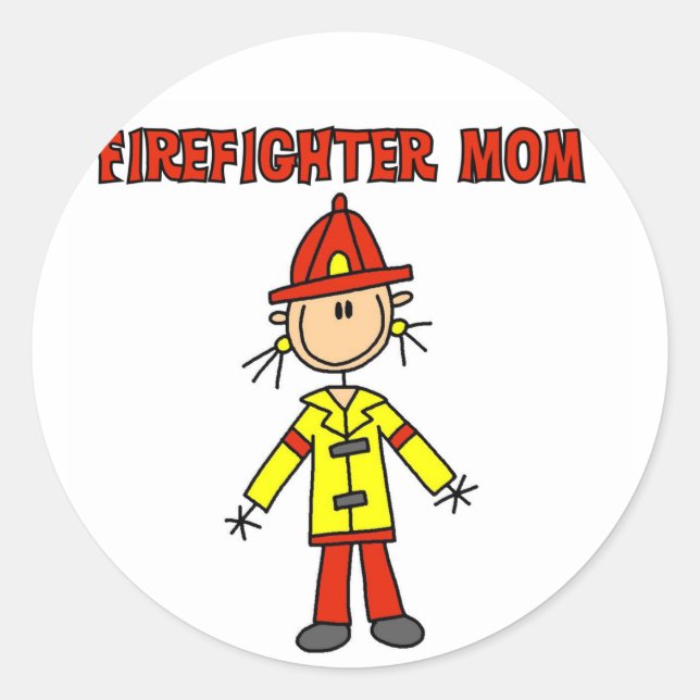 Sticker Rond Chemises et cadeaux pour maman pompier (Devant)