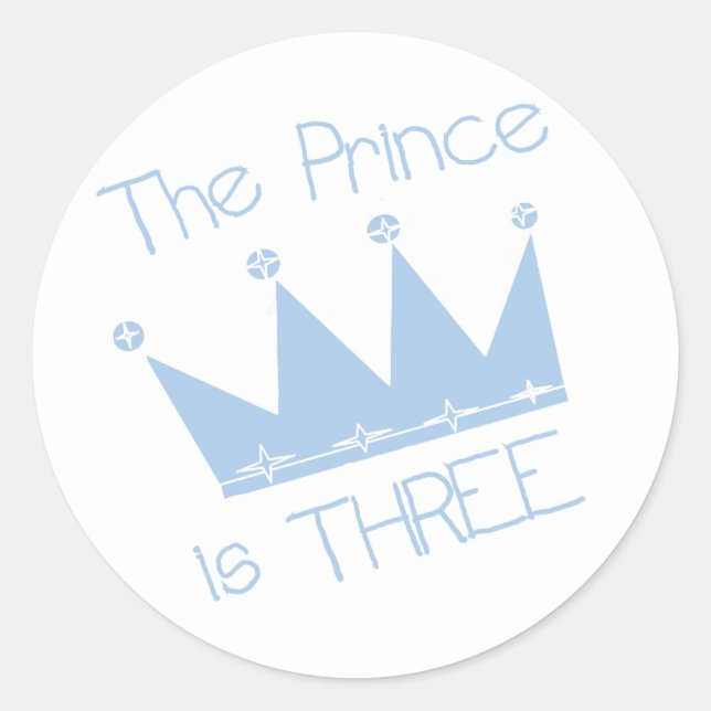 Sticker Rond Chemises et cadeaux Prince Crown 3e anniversaire (Devant)