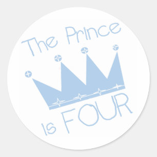Sticker Rond Chemises et cadeaux Prince Crown 4th Birthday