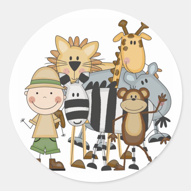 Sticker Rond Chemises et cadeaux Safari Boy (Devant)