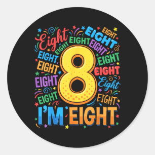 Sticker Rond Chemises pour 8e anniversaire garçons 8 ans huit 8