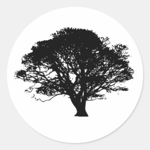 Sticker Rond Chêne noir gothique Silhouette Art Dessin