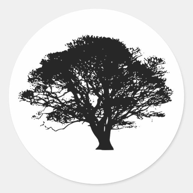 Sticker Rond Chêne noir gothique Silhouette Art Dessin (Devant)