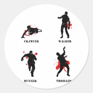 Sticker Rond chenille de marcheur de zombi