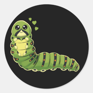 Sticker Rond Chenille Mignonne avec des Cœurs